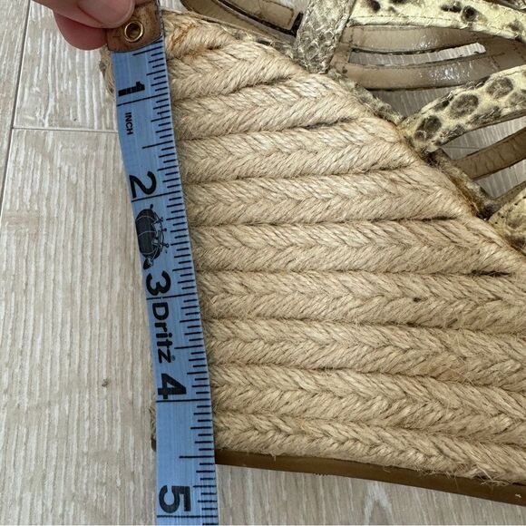 Jimmy Choo Two Tone Embossed Snakeskin Zip Detail Strappy Espadrille Wedge Sz 39 - Picture 11 of 11